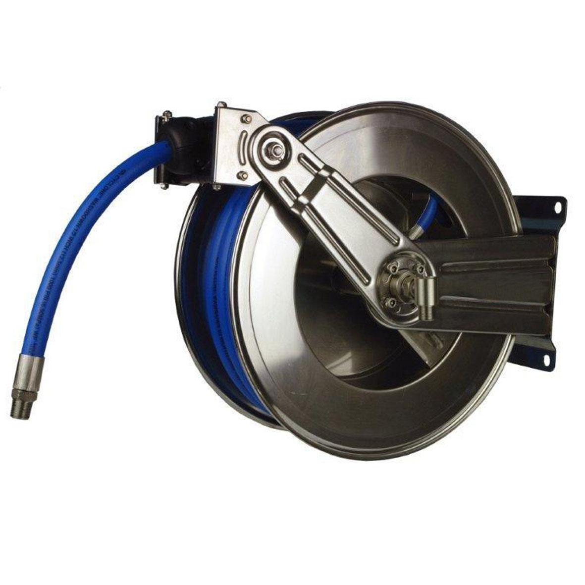 Kiowa Ltd. Kiowa AV1100 304 Spring Rewind Stainless Steel Hose Reel Bundle 15m x 1/2 id Hose