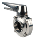 1 1/2in Butt Weld 316SS Hygienic Butterfly Valve - Viton Seat - Trigger Handle