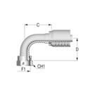Alfacrimp 1 7/16" ORFS 90? Fem Stem Hex x 1" HFF-AC6 FS ORFS 90 -16-16 D66 CR 41