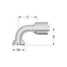 Alfacrimp 1 1/4" SAE 3000 90? Flange x 1 1/4" HFF-AC4 FL 3K 90 -20-20 D84