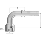 Spiral 1 5/16" JIC Fem 90? Med Drop Hex x 1" HFF-MS FS JIC 90 -16-16 D67 TN 38