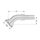 Spiral 1 1/4" SAE 3000 45? Flange x 1 1/4" HFF-MS FL 3K 45 -20-20 D38