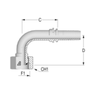 Standard 2" BSP Female 90? ORing (TN) x 2" HFF-STD FS BSP60 (O) 90 -32-32 D136 TN 7