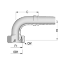 Standard M20 90? Metric Female French Type x 3/8" HFF-STD FS GAZ-A 90 -06-20 D44 SN 24