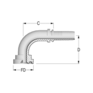 Standard 1 1/4" SAE 3000 90? Flange x 1 1/4" HFF-STD FL 3K 90 -20-20 D84