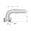 Standard M26 DIN 3865 90? Fem ORing (TN) x 3/4" HFF-STD FS D24L (O) 90 -12-26 D64 TN 32