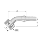 Standard M18 DIN 3865 45? Fem ORing x 5/16" HFF-STD FS D24L (O) 45 -05-18 D22 SN 22