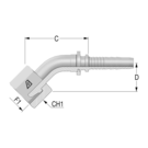 Standard M18 Universal Metric 45? Fem x 3/8" HFF-STD FS D24U 45 -06-18 D20 SN 22