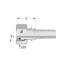 Standard M52 DIN 3865 Fem ORing x 1 1/2" HFF-STD FS D24L (O) -24-52 SN 60