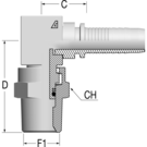 Standard 1/2" NPT Male Swivel 90? Comp x 1/2" HFF-STD MS NPTF-H 90 -08-08 D49 CR 25 H1